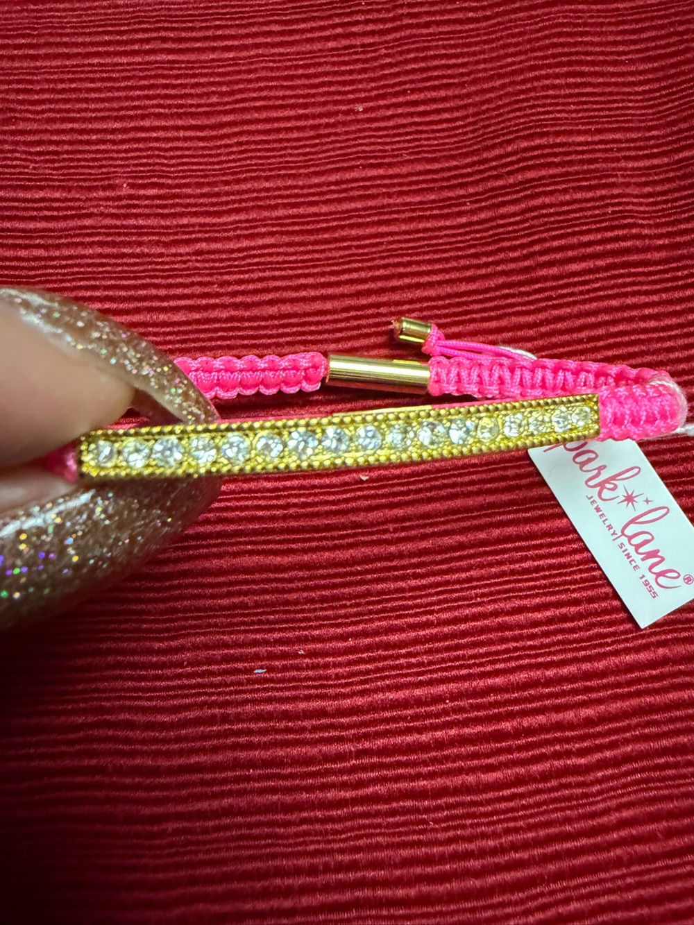 Park Lane Pink & Gold Rhinestone Adjustable Slider Bracelet NWT